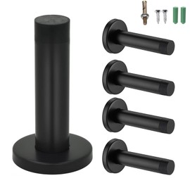 4 PCS Blacks Doors Stop, Door Stoppers for Skirtings, Black Door Stops, Matte Black Door Stoppers for Skirtings, Wall Mounted Door Holder for Home, Office, and Public Spaces