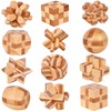 VolksRose 12pcs Wooden Brain Teaser Puzzles, IQ Challenge Puzzle Games,