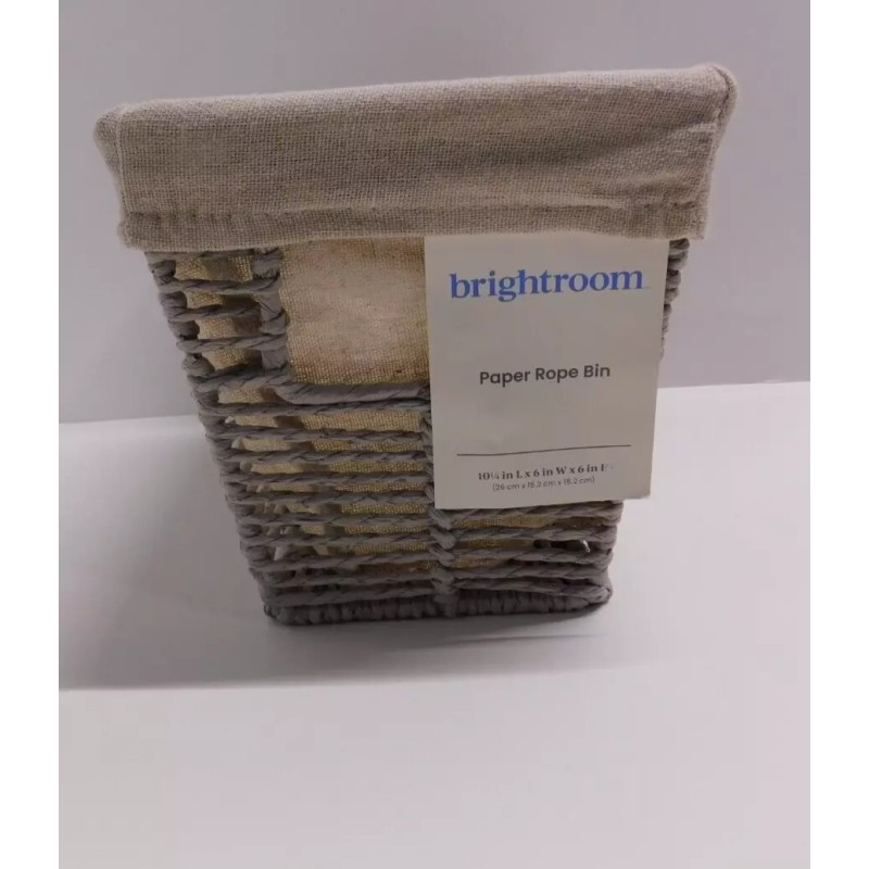 Brightroom Small Woven Twisted Paper Rope Tapered Basket Gray 10.25"