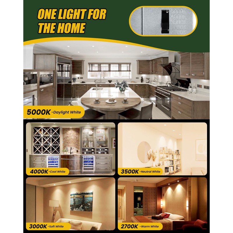 ZYC Gimbal LED Recessed Lighting - 6 Inch 5CCT 12W
