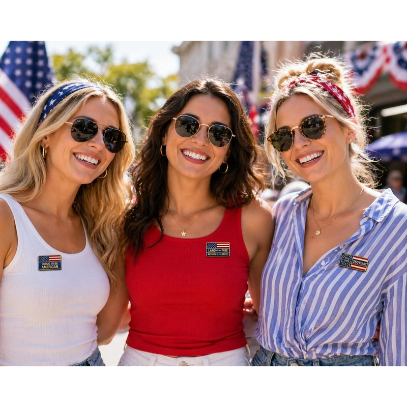 America 250 Patriotic Flag Pin Set of 3