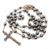 Nazareth Store Hematite Rosary Black Stone Beads Necklace with Jerusalem