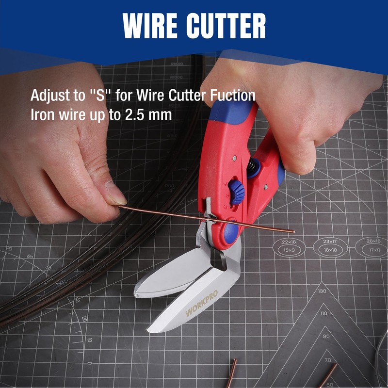 WORKPRO 250mm Heavy Duty Scissors, Multi-Purpose Angled Scissors, Serrated Blade