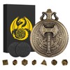 Mini DND Dice Set with Steampunk Barbarian Axe Pocket Watch