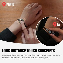 TOTWOO Touch Bracelets for Couples, Vibration & Light up for Love Couples Long Distance Relationship Gifts for Girlfriend Bluetooth Pairing Jewelry