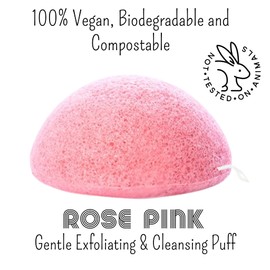 This Hippie Girl | Konjac Exfoliating Organic Facial Sponge | Plant Based Gentle Exfoliating Face Scrubbie | Oil Control Sponge | Rose Pink (Pink)