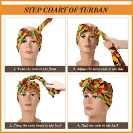 Coume 3 Pcs Women African Dashiki Skirt Traditional Costume African Bohemian Head Wrap Scarf Drop Dangle Earring (Small) Multi