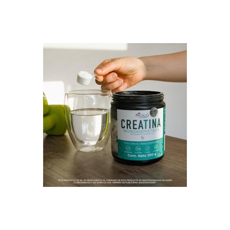 PACALLI Creatina Monohidratada 300g - Sin Sabor - 60 Porciones
