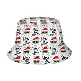 Christmas Bucket Hat, Xmas Novelty Hat, Adult, Festive Design, Black, White & Red Ho Ho Ho