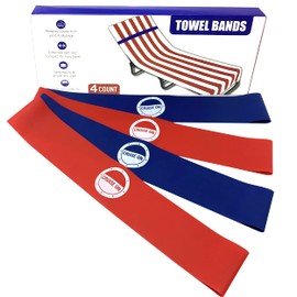 Cruise On Towel Bands for Cruise Chairs (4 Pack), Better Alternative to Towel Clips for Beach, Pool & Ships, Essential for 2025 & 2026 Trips, Secure & Stylish, Blue & Red