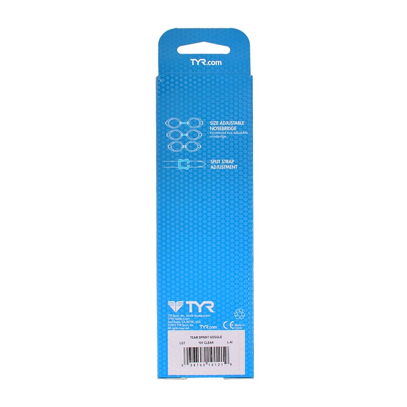 TYR Team Sprint Performance Goggle (Clear), 8 x 3.4 x