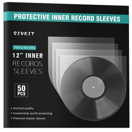 Sivet Vinyl Inner Sleeves - 50 LP Vinyl Record Sleeves for Ultimate Protection and Preservation with Anti-Static Properties and Round Bottom Design, Ideal for Vinyl Record Collectors - Translucent.