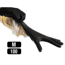 KMINA - Nitrile Gloves MEDIUM Black (x1 Pack 100 units), Powder Free Nitrile Disposable Gloves, Black Medium Gloves Latex Free, Multi-Purpose Gloves Ambidextrous (LATEX FREE GLOVES)