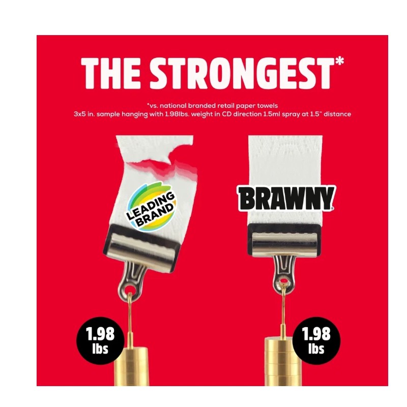 Brawny Tear-A-Square Paper Towels,6 Double Rolls=12 Regular Rolls 3 Sheet