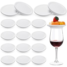 Honeydak 16 Pcs 4" Wine Glass Charcuterie Topper Wine Glass Topper Coasters Plate Round Bamboo Wine Glass Covers Charcuterie Holder Board Topper for Family Gatherings Wedding Restaurants Bars