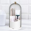 QIYVLOS Toothbrush Holders with Sliding Lid, Rotating 3 Slots Bathroom