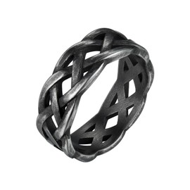 7MM Wide Celtic Knot Ring for Men Grey Braided Knotted Band Rings Vintage Jewelry