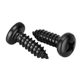 #12 x 3/4" Pan Head Self Tapping Screws Sheet Metal Wood Screws, Black Finish, Stainless Steel 304, 50 PCS