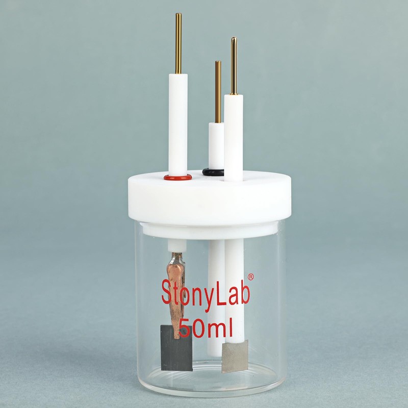 stonylab Single Chamber Electrolysis Cell, Unsealed, Simple Three Electrode Reaction