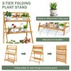 COSTWAY Bamboo Plant Stand, Foldable Multifunctional Flower Display Ladder Shelf,