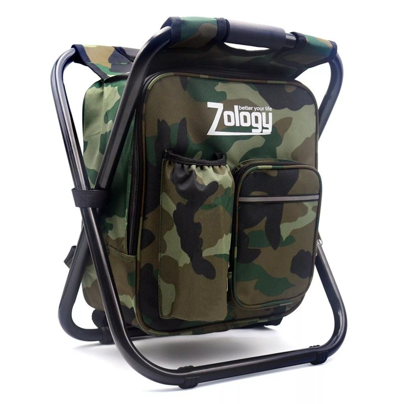 Zology Folding Camping Chair Stool Backpack with Cooler Insulated Picnic