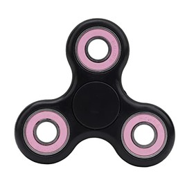 Toyland® Fidget Hand Spinner - Stress and Anxiety Relief (Black and Pink Rings)