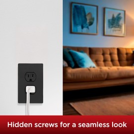 UltraPro Screwless Duplex Receptacle Wallplate, 1-Gang, Modern Snap-On Cover, Child-Safe, Durable Polycarbonate, Easy DIY Installation, Black, 84462