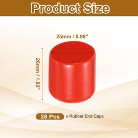 sourcing map 28Pcs Rubber End Caps, 25mm(31/32") ID 26mm(31/32") Height Round Screw Thread Protectors Flexible Screw Bolt Covers Caps for Metal Tube Rod Bolt, Red