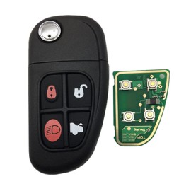 WANGCL 433 MHz 4 Tasten Fernbedienung Schlüsselanhänger Flip Folding Uncut Blade Auto Key Case Cover Ersatz mit 4D60 Chip für Jaguar X-Type S-Typ XJ XJR 2002-2008