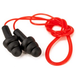 SAFE HANDLER CovertX Ear Plugs | Noise Reducing Ear Plug, Corded, Black with RED Cord (5 Pairs)