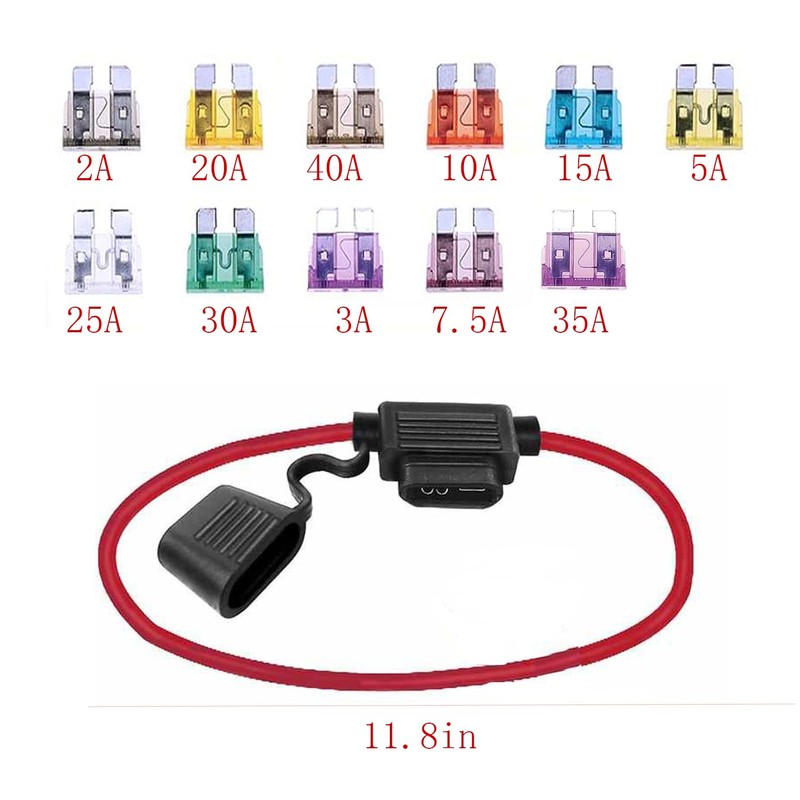 6pcs Inline Fuse Holder 12V, 12 AWG Waterproof Fuse Holder
