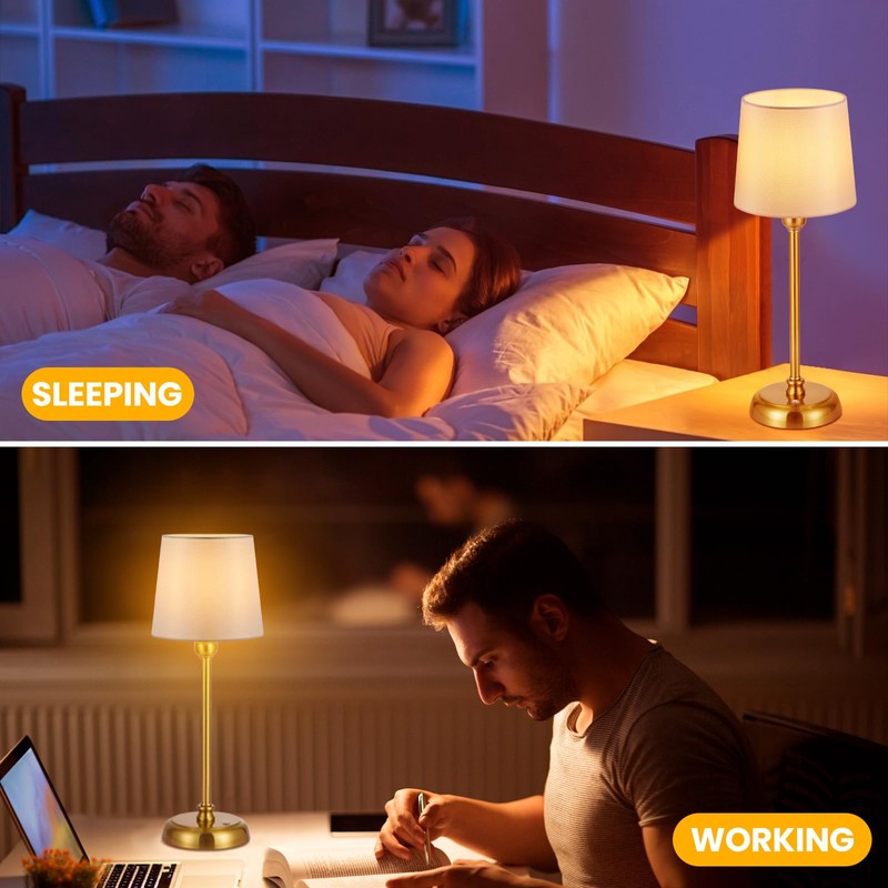 Small Cordless Table Lamp Touch Control, 6000mAh Battery Powered, Low