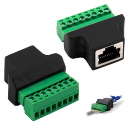 RJ45 Screw Terminal Adapter CCTV DVR Ethernet Connector RJ45 Female Jack to 8 Pin Screw 2 Pieces Compatible with Cat 7 6 5 5e Networks Easy Installation Reliable Connection