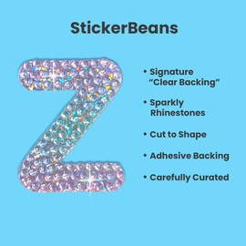 StickerBeans® Sparkly Rhinestone Alphabet Letter Sticker Z - Unique Design 2” x 2” Cut-to-Shape Adhesive - Personalization, Collecting, Gifting, Scrapbooking, Decorating Laptops, Journals, Planners