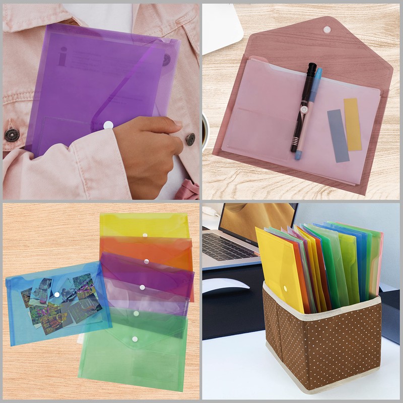 Plastic Popper Wallet Folders, 24 Pack, A5 Document Files Foolscap