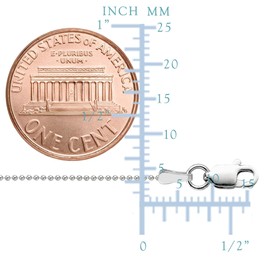 Sterling Silver Rhodium Plated Bead Chain Necklace, 1,0mm, 16"