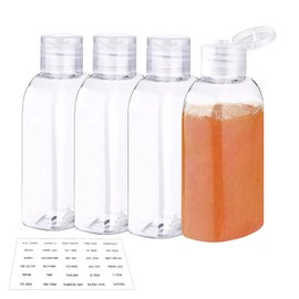 Travel Bottles for Toiletries 3.4oz/100ml,Leak Proof Squeeze Bottles with Flip Cap,Clear Plastic Empty Containers,Refillable Liquid Containers with Label for Lotion Shampoo Conditioner (4)