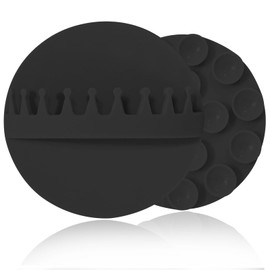 2PCS Hair Catcher Shower, Wall-Mount Suction Hair Collector, Hair Trap for Shower Drain, Reusable Shower Wall Hair Catcher, Silicone Hair Grabber for Bath & Shower (Black)