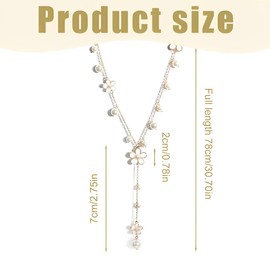 EIHI Long flower chains, fashion jewellery chain, long, pearl necklace, long, fashion jewellery, pearl necklaces and pendants for women, birthday gifts, White-and-purple
