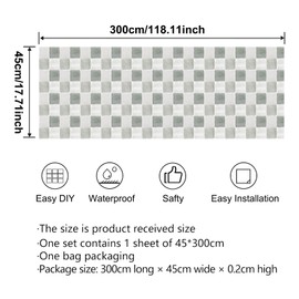 Green Ceramic Tile Wallpaper Faux Brick Peel and Stick Wallpaper Wall Paper Vintage Self Adhesive Liner Furniture Cabinet Contact Paper for Cabinet Shelf Drawer Liner Bedroom DIY Decor