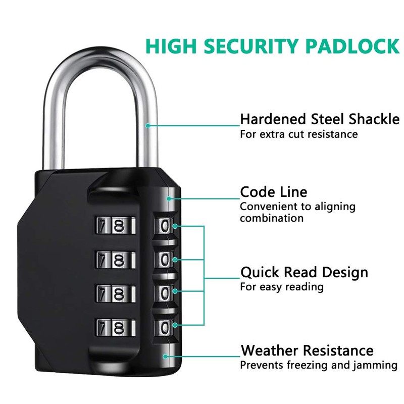 Combination Lock Resettable 4 Digit Padlock with Combination, AIHYTU Waterproof