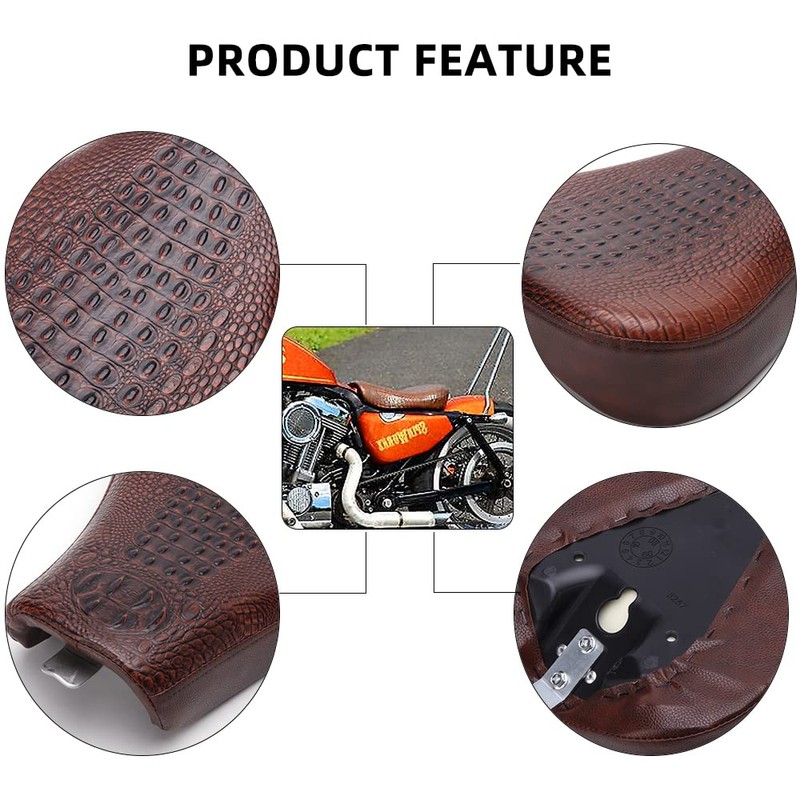 DREAMIZER Motorcycle Crocodile Brown Driver Solo Seat Soft Front Cushion