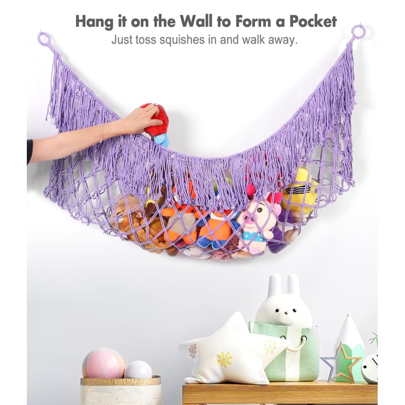 PrimZooty Extra Large Stuffed Animal Net Hammock - [56'' Long/Handwoven