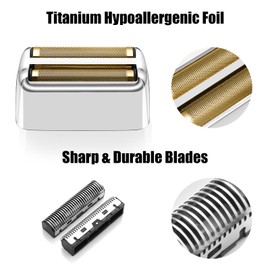 Replacement Foil and Cutters for BaBylissPRO Barberology Double Foil Shaver, Replacement Foil for BaBylissPRO Barberology FXFS2 Shaver, Silver