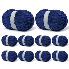 10 Pack Navy Blue Jumbo Thick Yarn, Chenille Yarn for Crocheting, Chunky Yarn for Hand Knitting, Soft Plush Yarns, 240yds/70.5oz Super Bulky Blanket Crochet Yarns