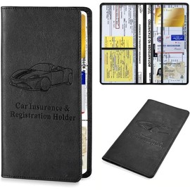 Leather Car Registration and Insurance Card Holder, Car Document Holder for Cards License with Magnetic Shut (Black, large) - Color: 1PACK-Orange