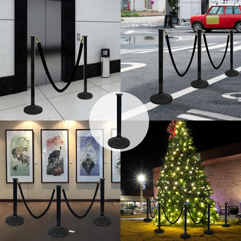 2 Pack Stanchions Post with Velvet Rope, Crowd Control Stanchions,