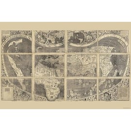 History Galore 24"x36" Gallery Poster, Waldseemuller World Map, Universalis Cosmographia, c1507