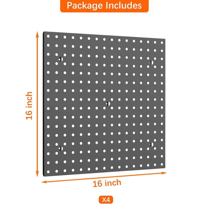 WALMANN 4 PCS 16" x 16" Metal Pegboard Panels for