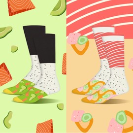 AGRIMONY Sushi Box Socks, Men's, Women's, Boys, Funny, Gift, Men's, Women's, Father's Day, Christmas, Birthday, Popular, Gift, Delightful and Stylish, Cute, Cotton, Stylish, Crew Socks, Set of 2 Pairs, A-Sushi A